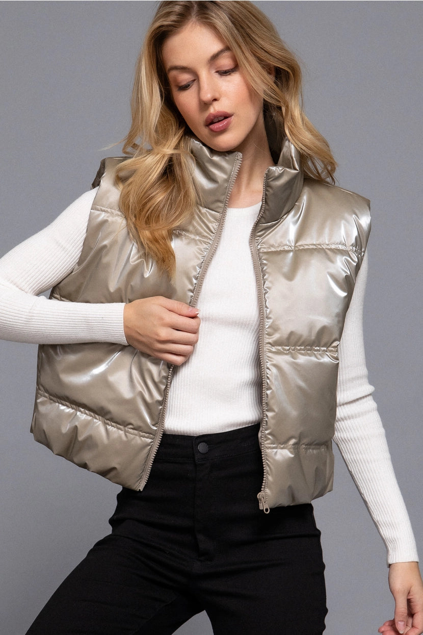 LEO PUFFER VEST | TAUPE
