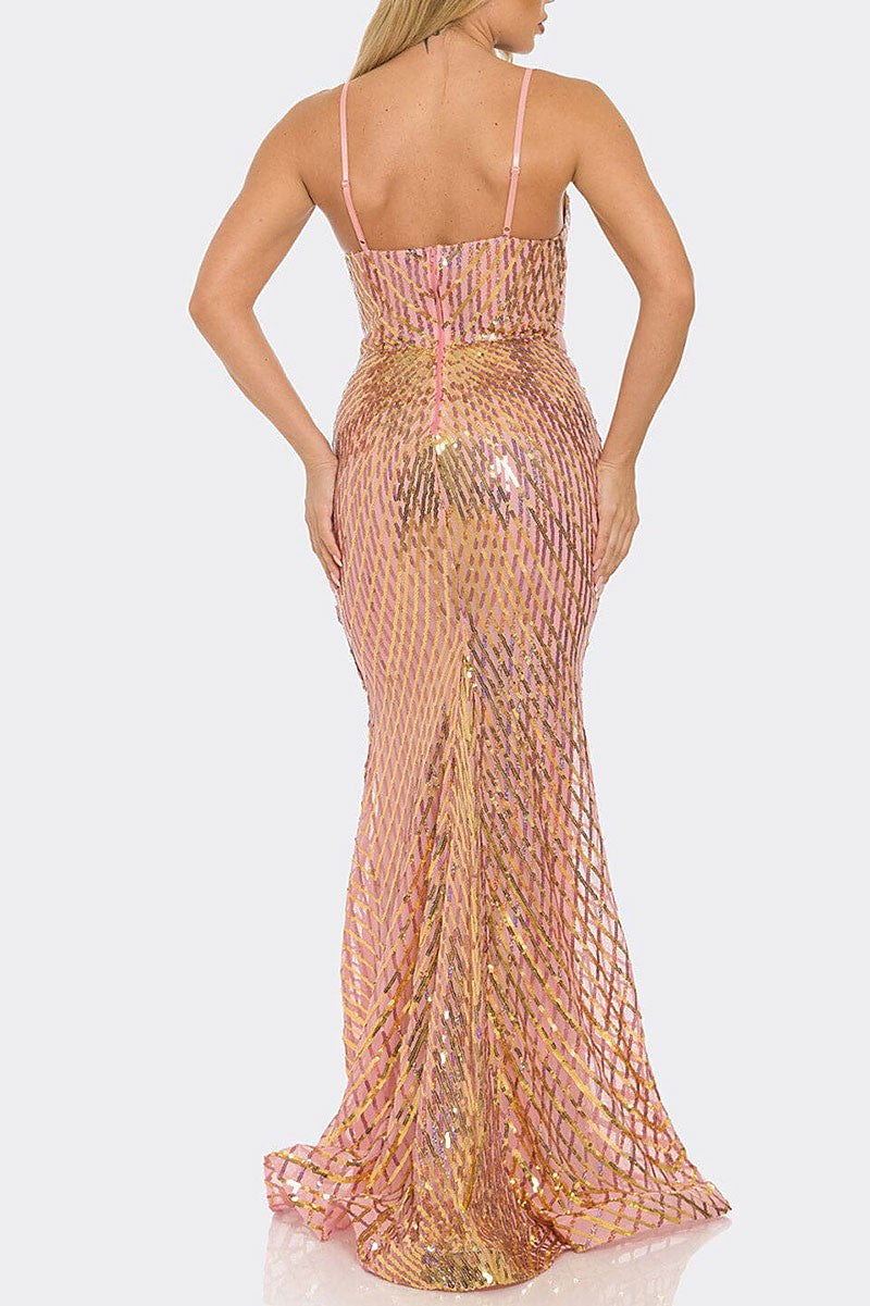 DAWN SEQUIN GOWN | PINK
