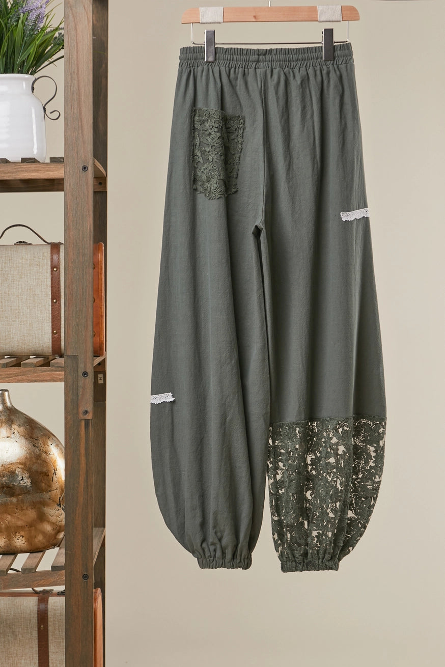 KENNY BOHO PATCHWORK PANTS | SAGE