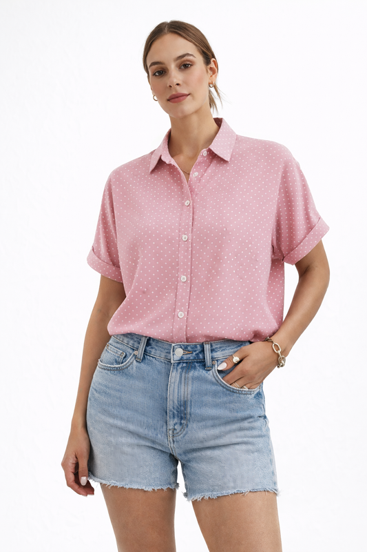 RELLA POLKA DOT BUTTON FRONT TOP