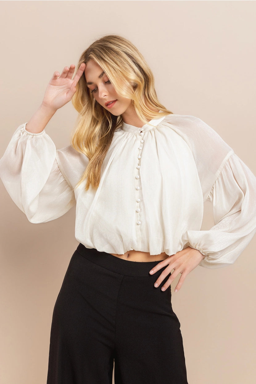 CALAH SHIRRING SLEEVE BLOUSE