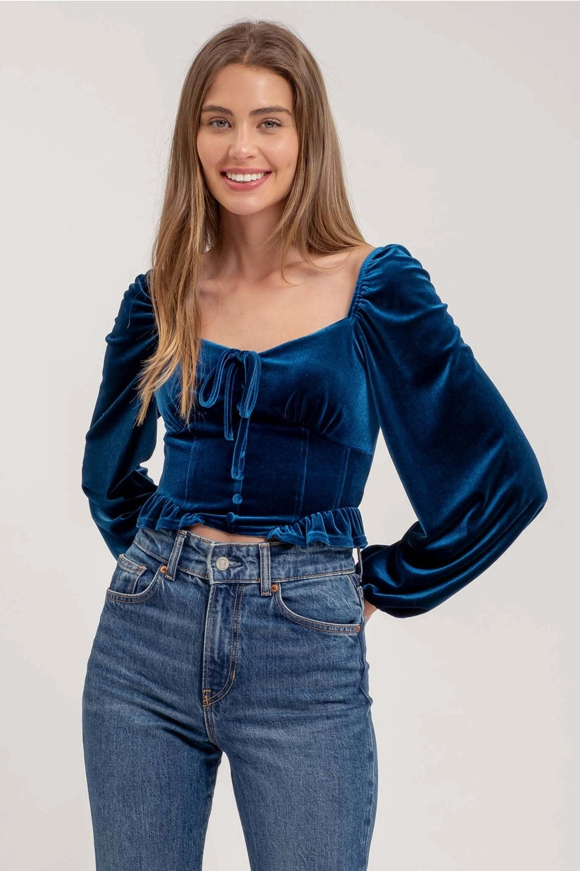 CHEVELLE VELVET BUTTON DOWN TOP
