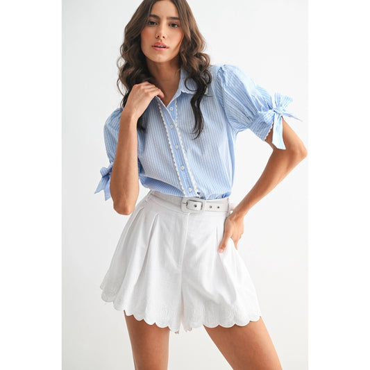 FRANNIE BLUE STRIPE BLOUSE