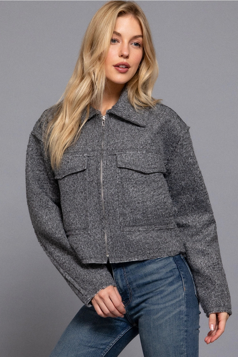 LANSEN BOUCLE JACKET | GREY