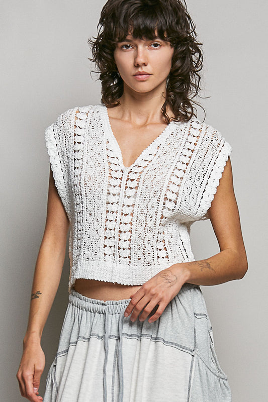 ELENA V NECK CROCHET TOP