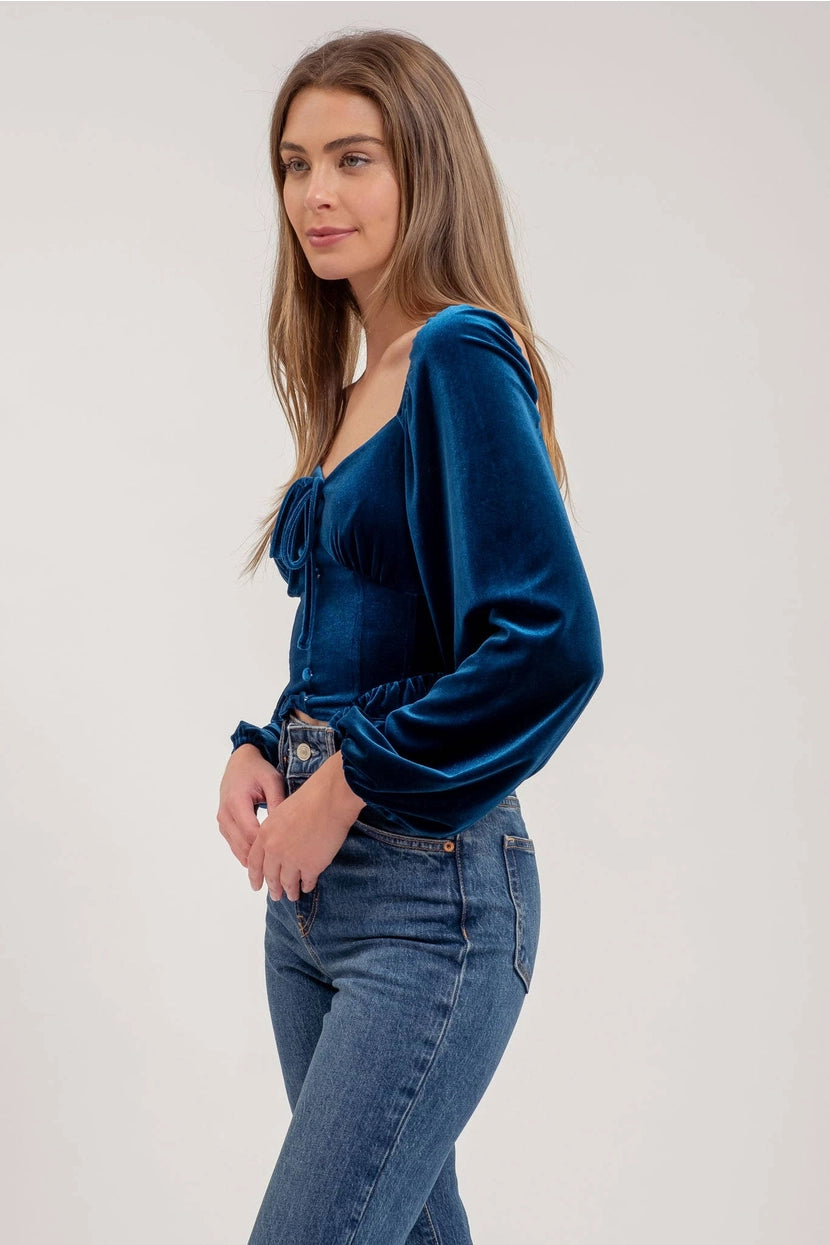 CHEVELLE VELVET BUTTON DOWN TOP