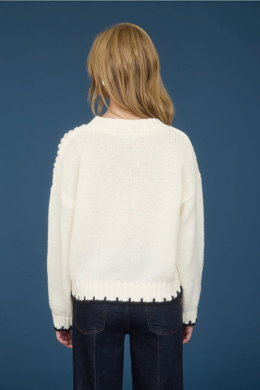ROVER CABLE KNIT SWEATER WITH CONTRAST STITCHING