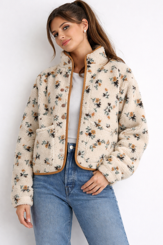 FRANCESCA VINTAGE FLORAL SHERPA JACKET