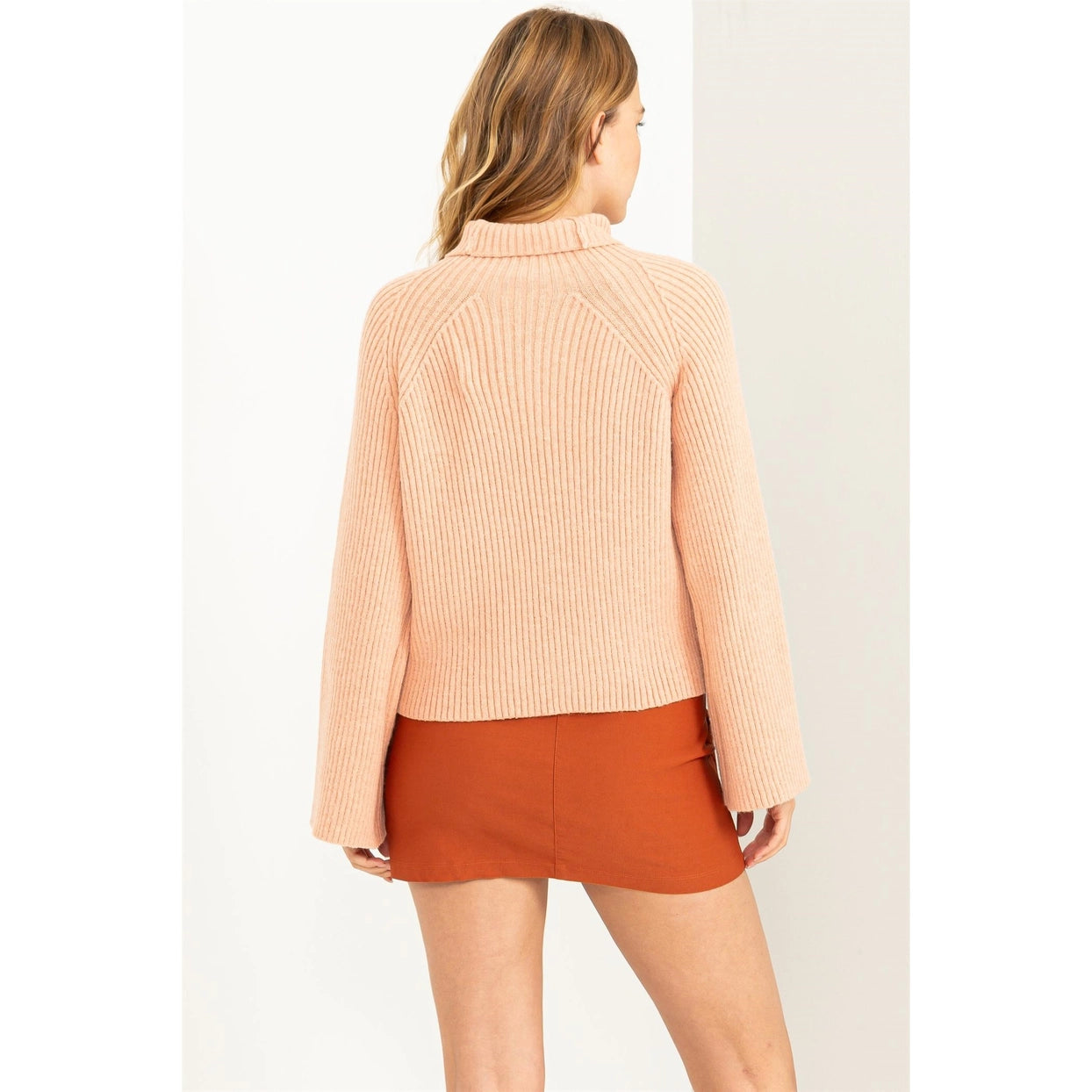 LOREN MOCK NECK RIBBED SWEATER