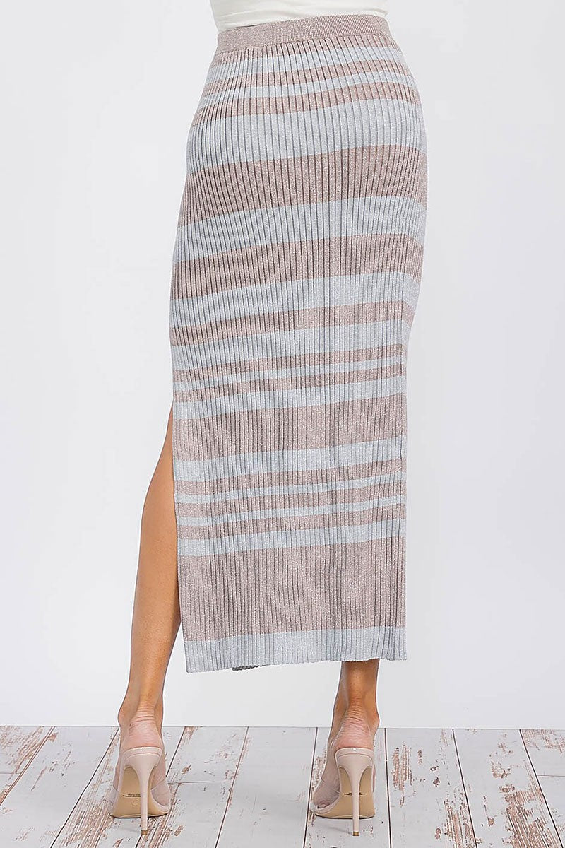TAMERA STRIPED MAXI SWEATER SKIRT