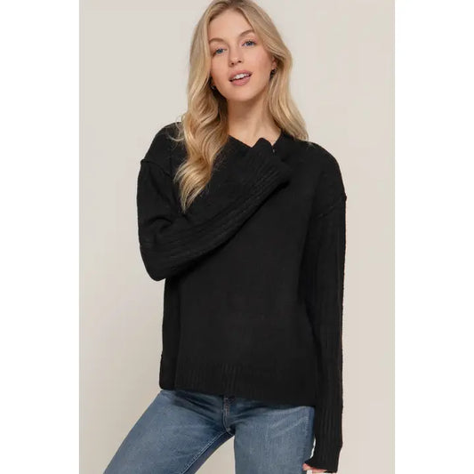 KELLAN MOCK NECK RAISED SEAM SWEATER