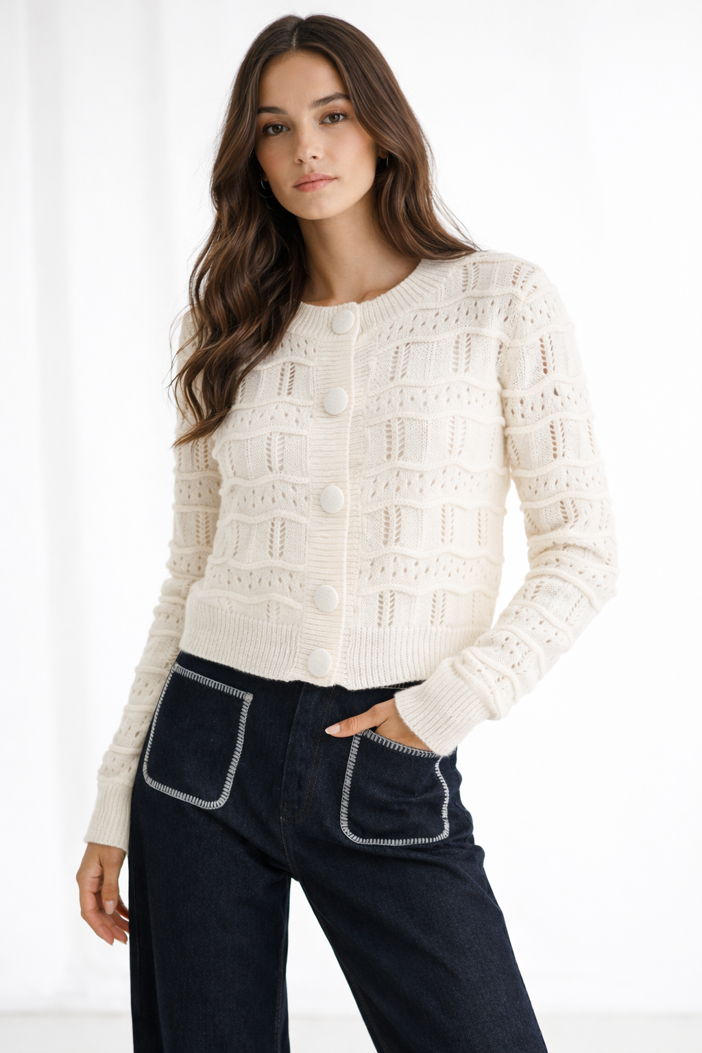BROOKLYNN TEXTURED KNIT CARDIGAN