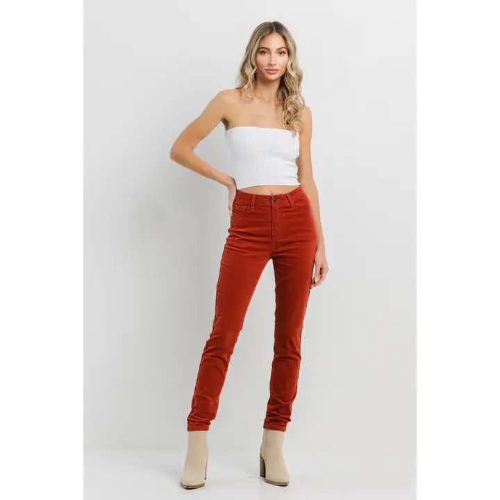 KATE SKINNY CORDUROY PANTS | RUST