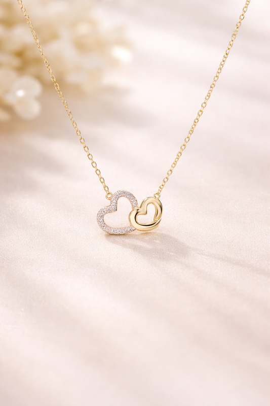 DOUBLE HEART NECKLACE | GOLD