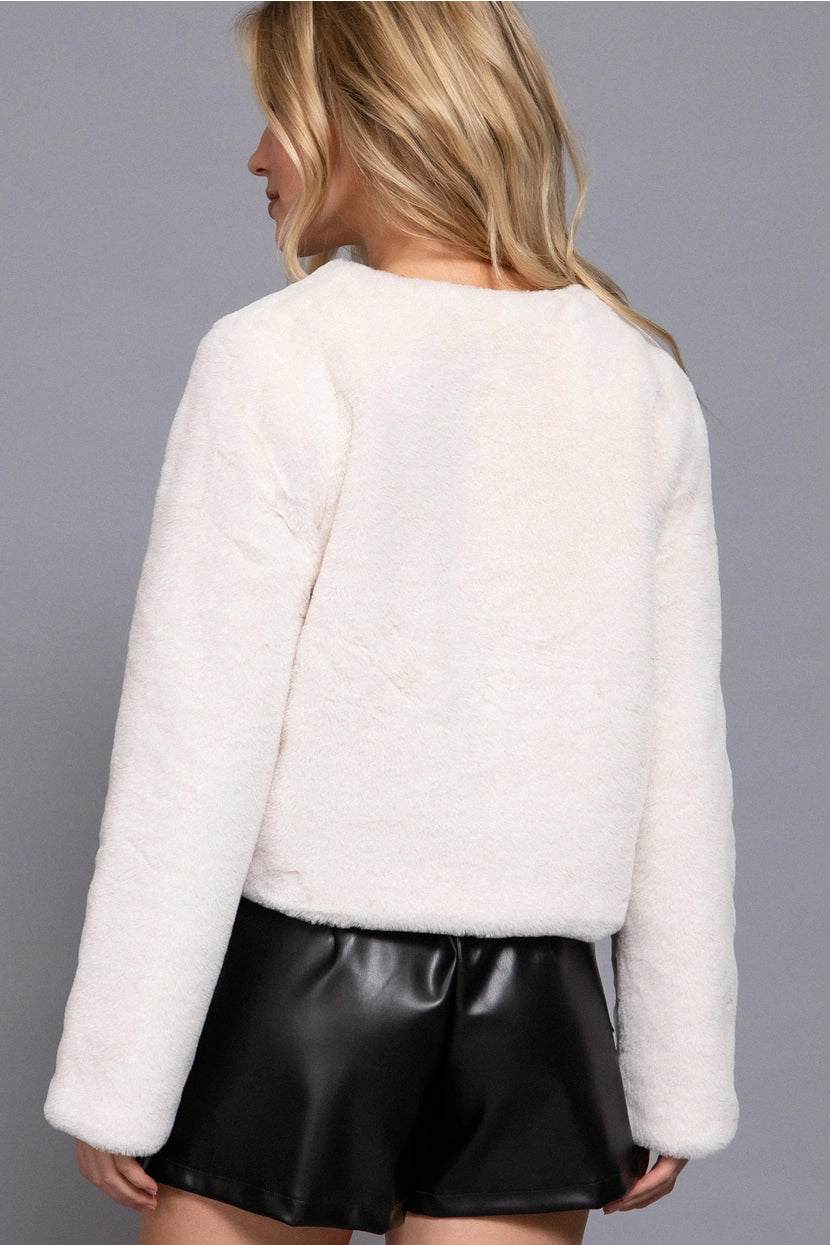 NATTIE FAUX FUR COAT | CREAM