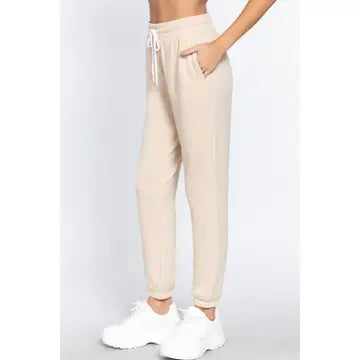 DINA FLEECE LINED JOGGING PANTS | SAND