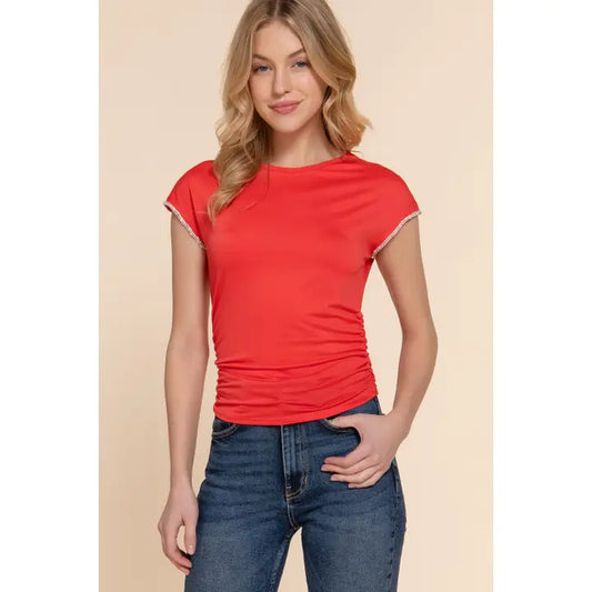 ADA CAP SLEEVE TOP | RED