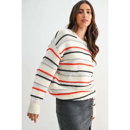 CHRISHELLE STRIPED CREWNECK SWEATER