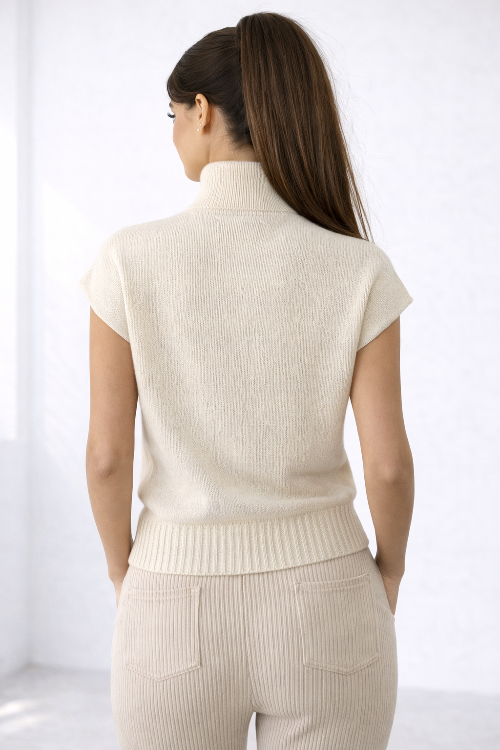 EMALEIGH SHORT SLEEVE MOCK NECK SWEATER