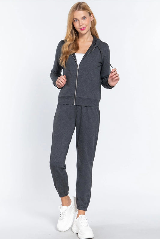 DINA FLEECE LINED JOGGING PANTS | CHARCOAL