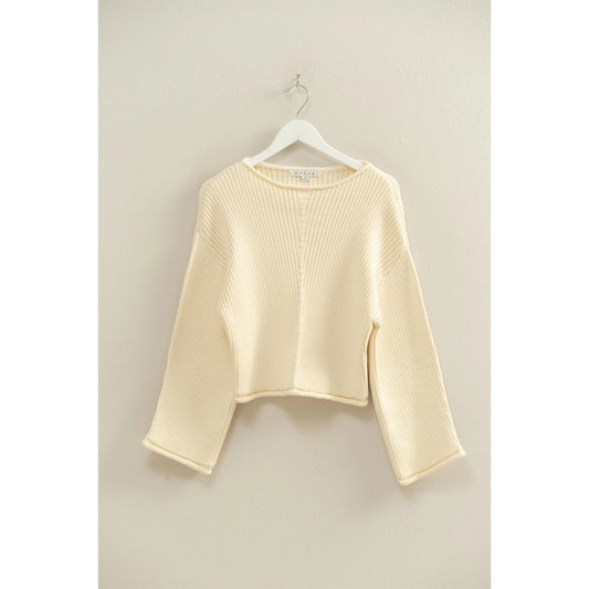BERGAN LONG SLEEVE CHUNKY RIBBED SWEATER
