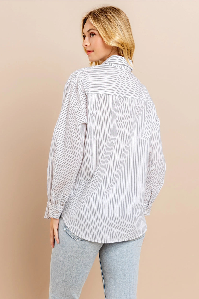 VANESSA STRIPED BUTTON DOWN SHIRT