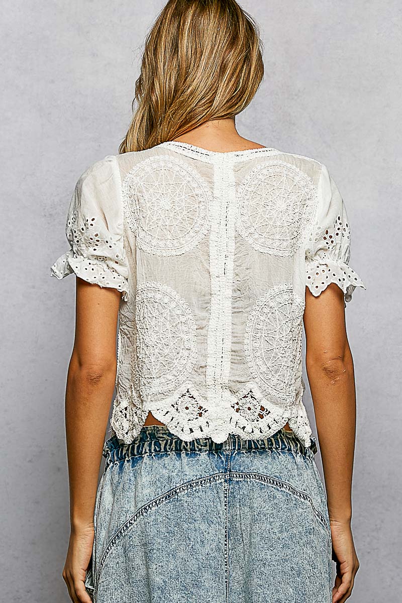 KENYA SHORT SLEEVE CROCHET TOP