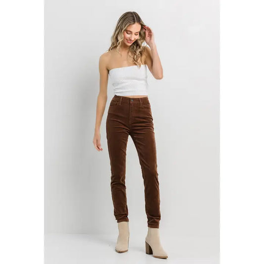 KATE SKINNY CORDUROY PANTS | CHOCOLATE