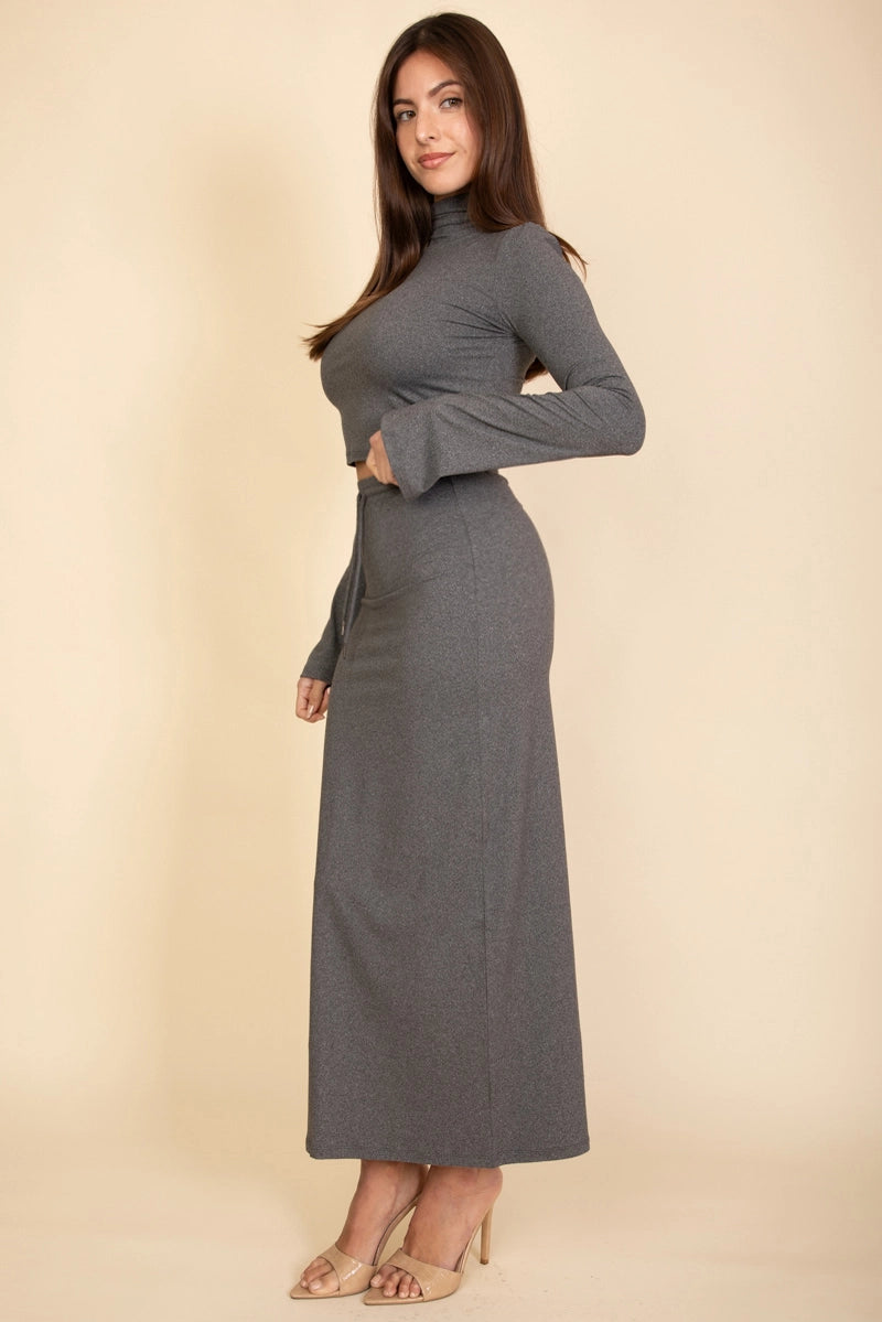 ALORA MOCK NECK TOP AND MAXI SKIRT SET