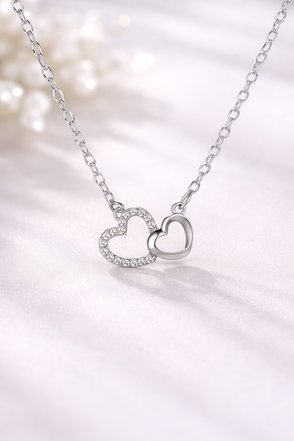 DOUBLE HEART NECKLACE | SILVER