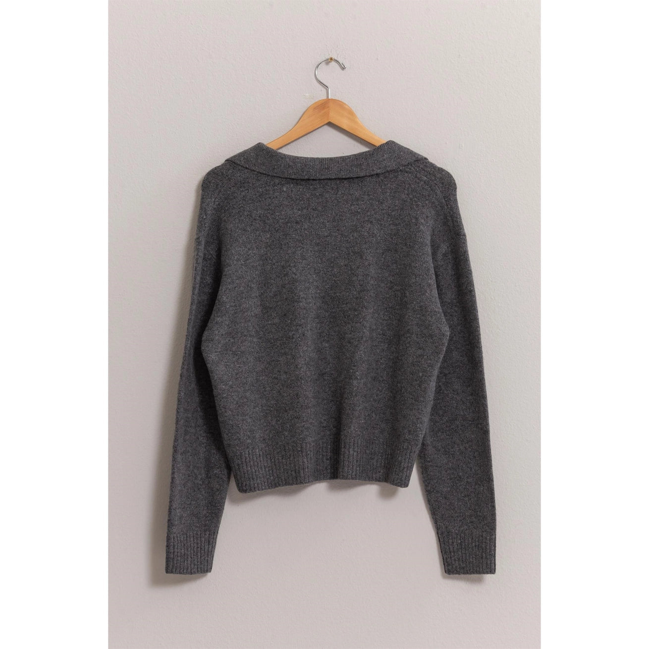 ALIX COLLARED SWEATER | CHARCOAL