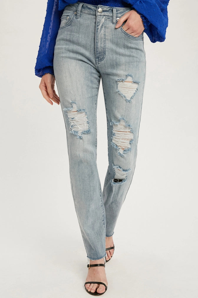 AMALIA DISTRESSED STRAIGHT LEG JEANS