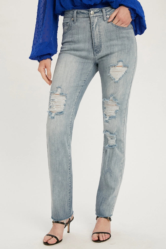 AMALIA DISTRESSED STRAIGHT LEG JEANS