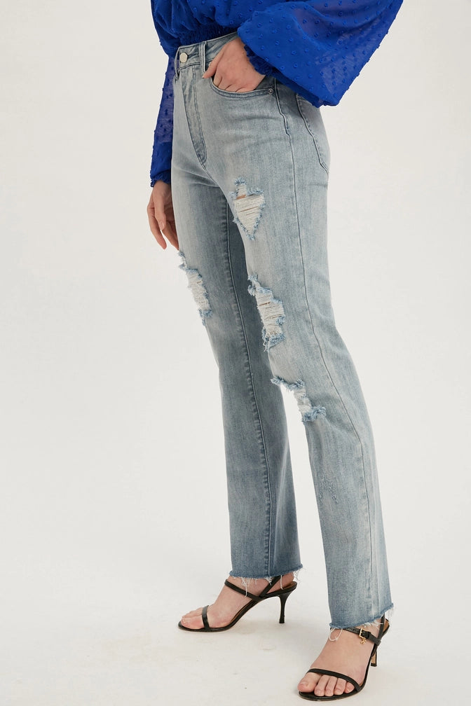 AMALIA DISTRESSED STRAIGHT LEG JEANS