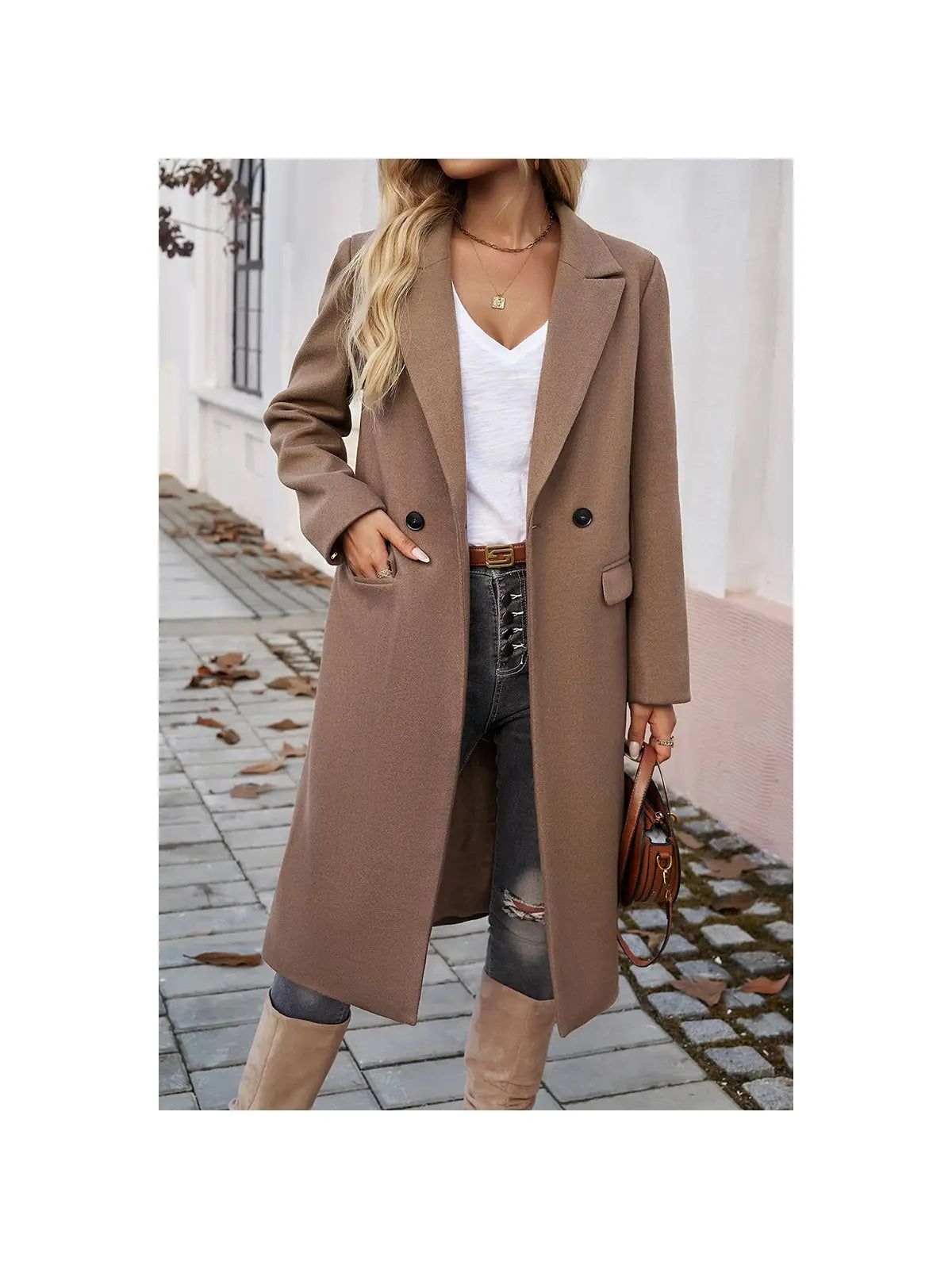 ANNIKA DOUBLE BREASTED LONG COAT | BROWN