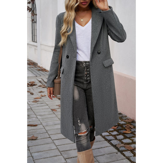 ANNIKA DOUBLE BREASTED LONG COAT | GREY