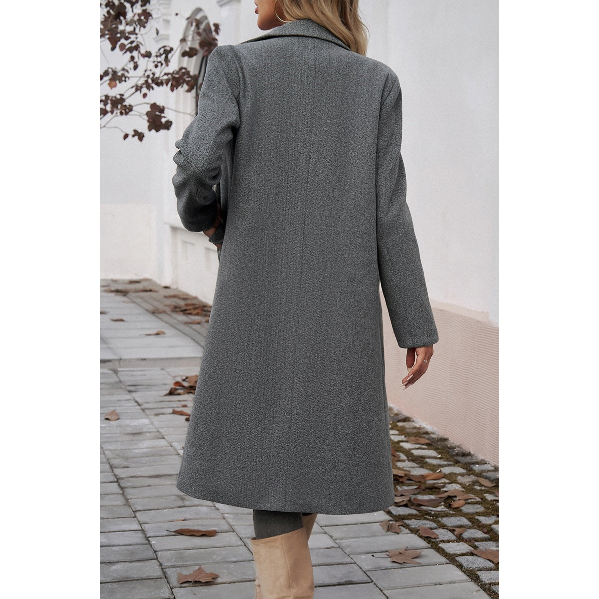 ANNIKA DOUBLE BREASTED LONG COAT | GREY