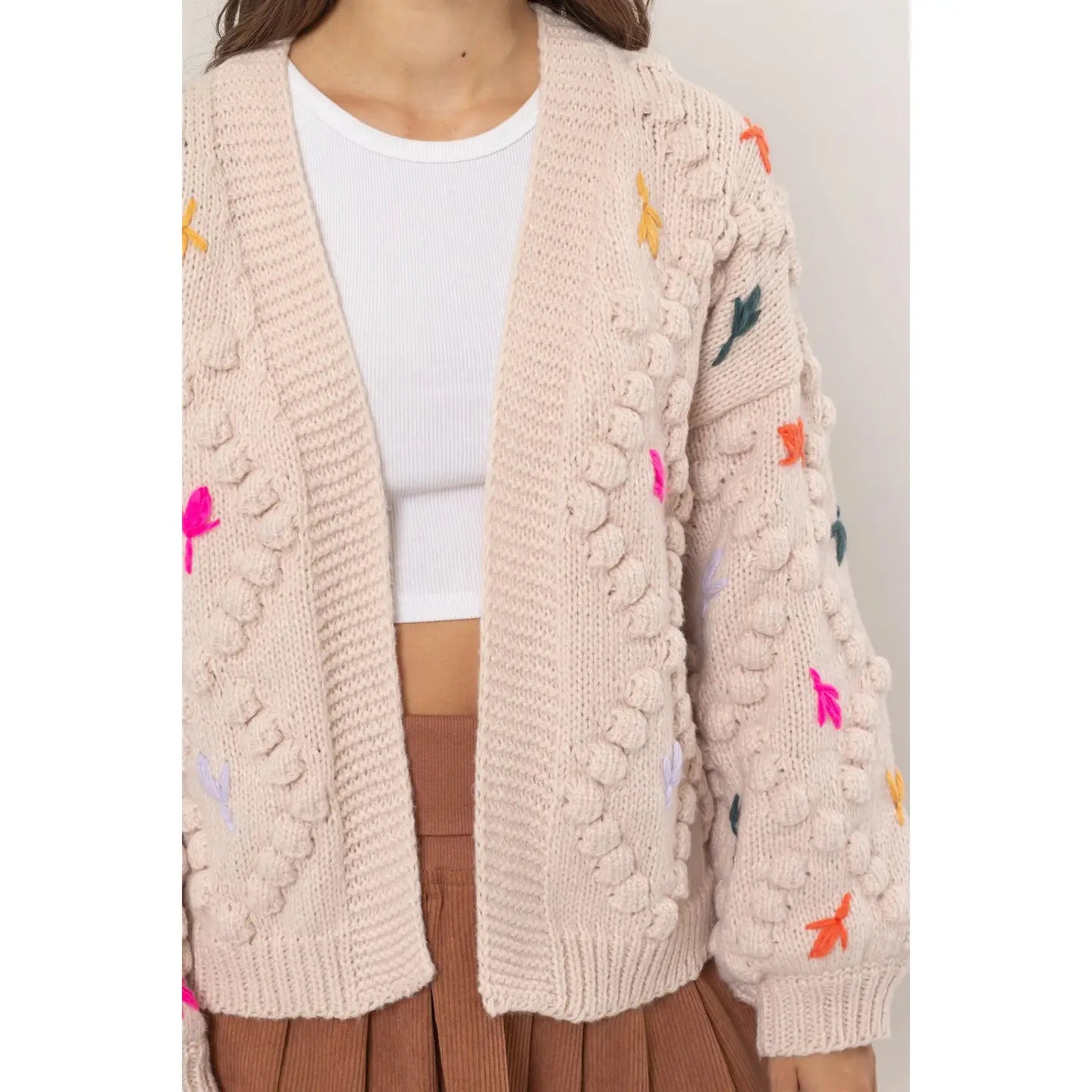 ASHLEY KNIT CARDIGAN SWEATER | BEIGE