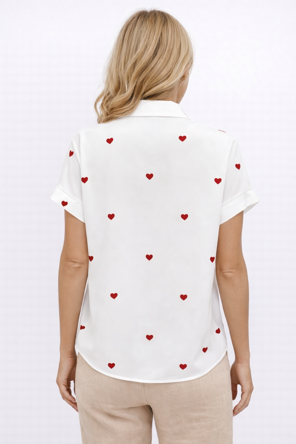 TABBY HEART PRINT BUTTON FRONT SHIRT