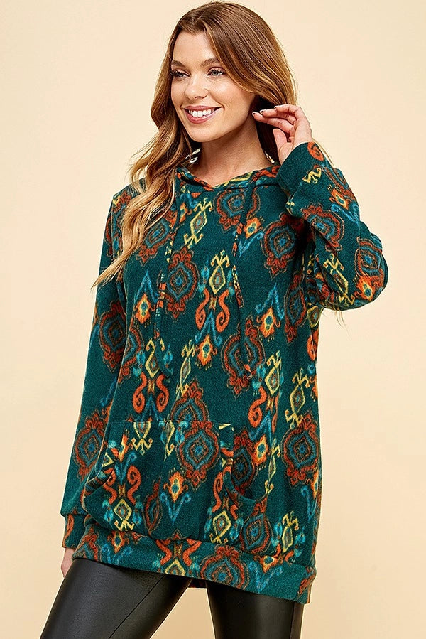 BASIA RETRO PRINT FLEECE HOODIE