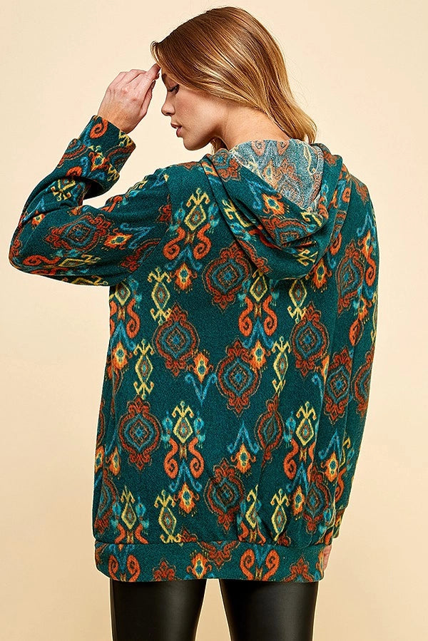 BASIA RETRO PRINT FLEECE HOODIE