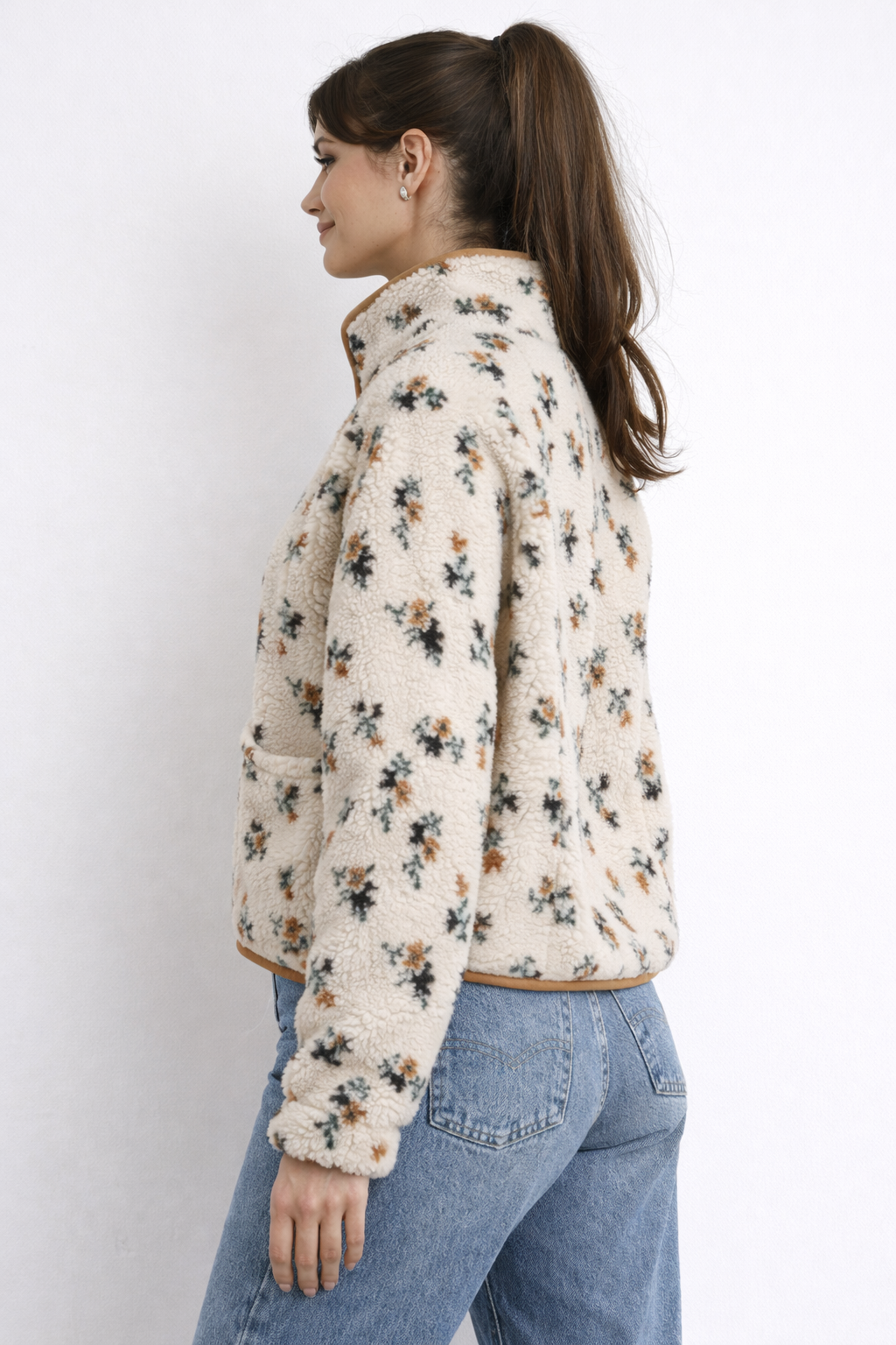 FRANCESCA VINTAGE FLORAL SHERPA JACKET
