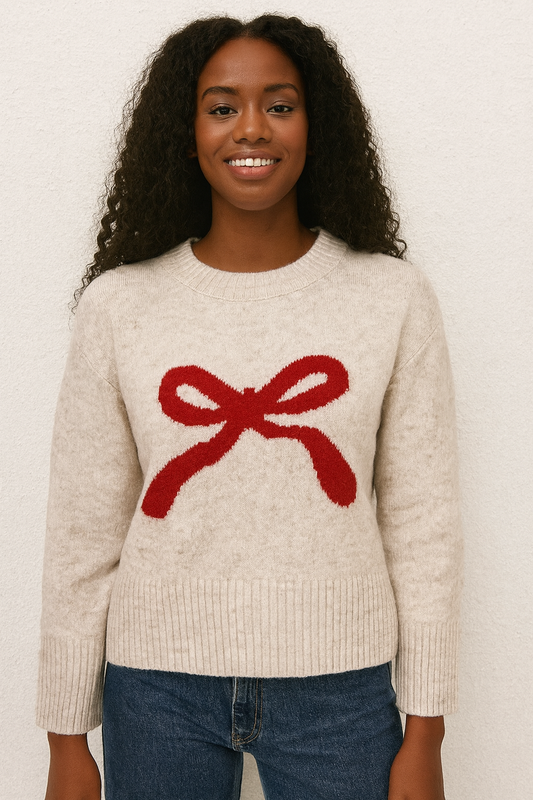 BOW FRONT KNIT SWEATER