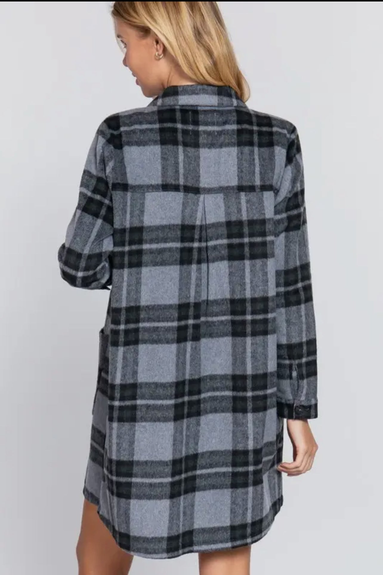 GRETCHEN BRUSHED PLAID LONG JACKET