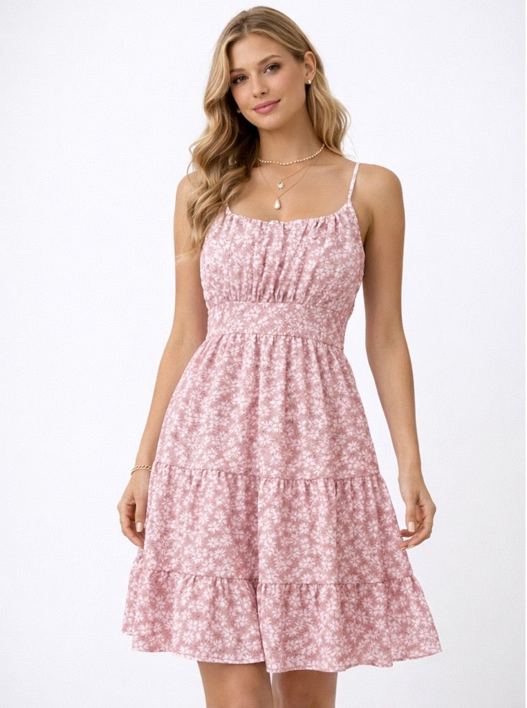 AMARI TIERED FLORAL MINI DRESS