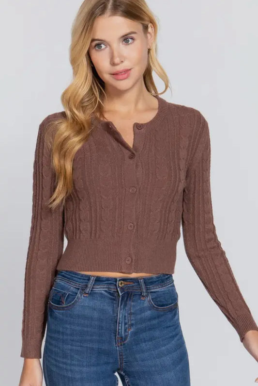 AUDREY CABLE KNIT SWEATER CARDIGAN