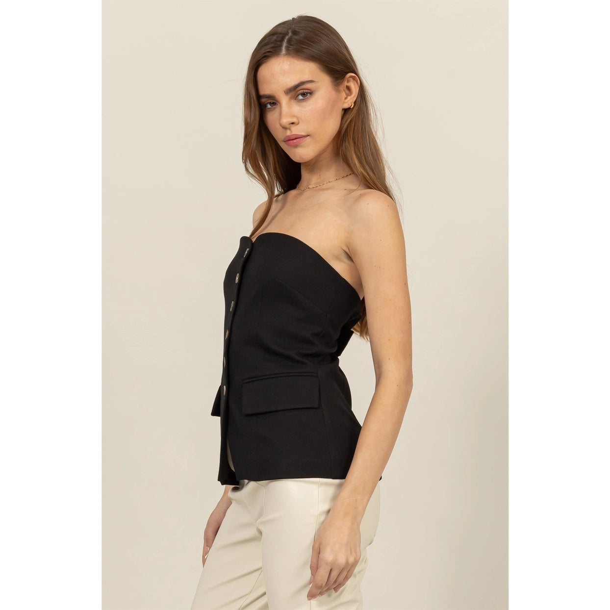 CARLA STRAPLESS BUTTON DOWN BUSTIER