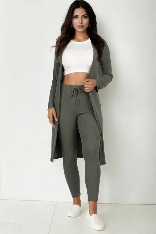 CASEY RIBBED CARDIGAN AND LEGGINGS SET