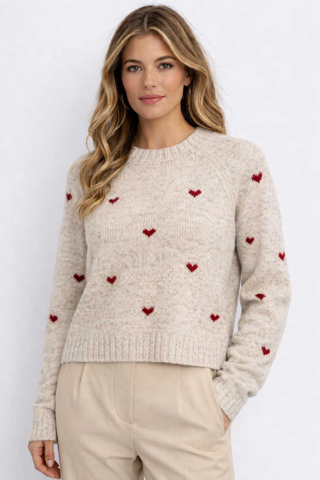 ELDRIDGE HEART SWEATER | LIGHT GREY