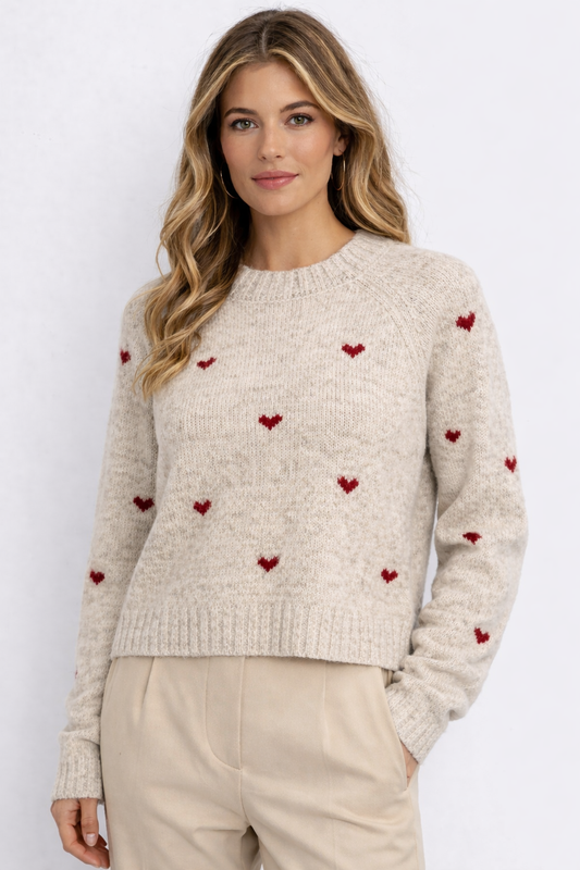 ELDRIDGE HEART SWEATER | LIGHT GREY